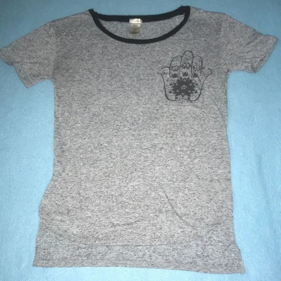 TRILLIUM pocket t-shirt top heather gray crew soft stretchy short sleeve size XS - Picture 1 of 7
